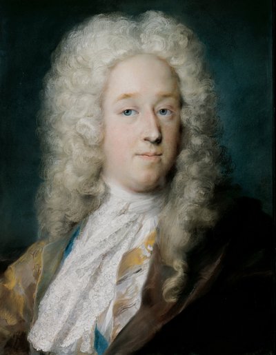 Ein Herr in einem goldgemusterten Mantel und violett-braunem Umhang (ca. 1727) von Rosalba Giovanna Carriera